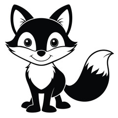 Obraz premium A sweet cartoon fox with a fluffy tail sits peacefully while smiling softly
