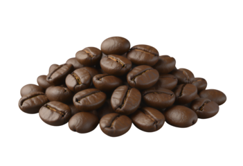 Umber Coffee Beans on Transparent, Gourmet Cutout Design Element