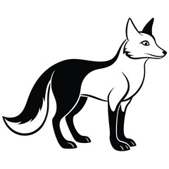 Striking monochromatic fox illustration presents a simple yet elegant side profile in format