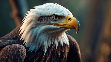 Obraz premium Close-up portrait of the Bald Eagle bird of prey.