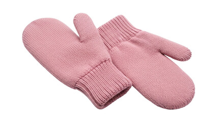 Isolated Pink Knitted Mittens