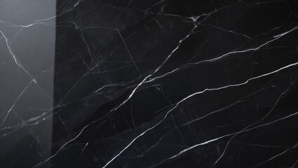 Abstract black marble background with white veins, utilizing Japanese Kintsugi technique, artificial stone texture with painted effects, marbled surface, digital marbling concept.