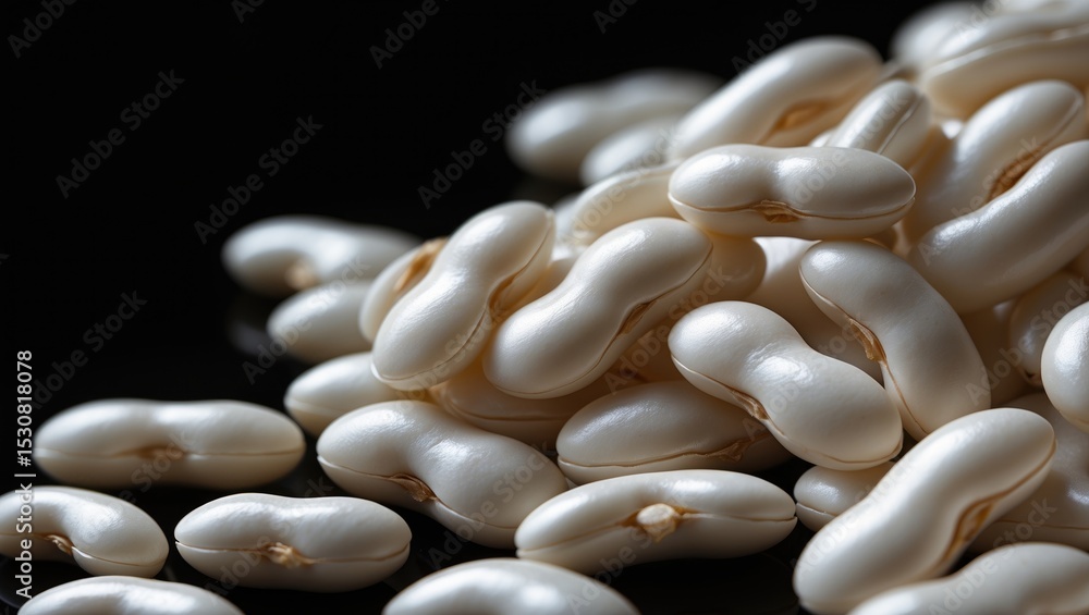 Poster beans isolated on a black background with no other objects present.