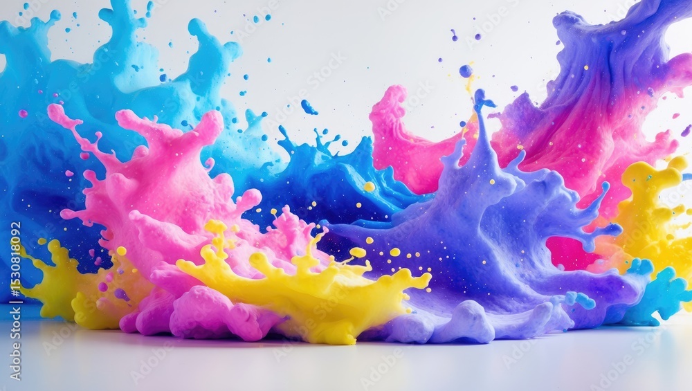 Poster abstract multicolored dust explosion on white background with color powder splattered across the sur