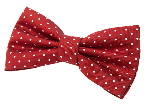 Red polka dot bow tie close-up