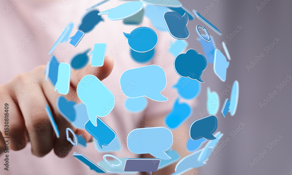 Poster Seamless communication.  Global network.  Instant messaging.  Connect with the world.