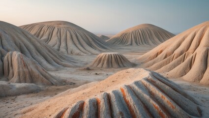 Discover a breathtaking landscape displaying distinctive textured formations of earth. This dry scene emphasizes the complex patterns formed by erosion and weathering.