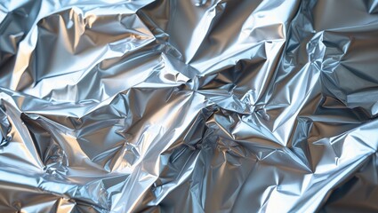 Abstract wrinkled silver aluminum foil background texture