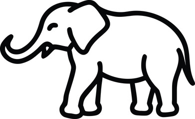 An elephant outlined stands tall, showing its trunk and sturdy legs outlined simply