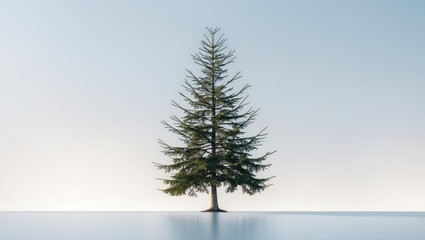 Obraz premium A solitary evergreen tree displayed on a white background.