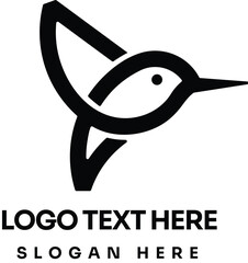 Minimalist Bird Logo Design in Black and White