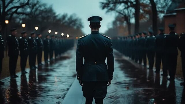 The disciplined soldiers marched in perfect rows across the field during the early morning drill.