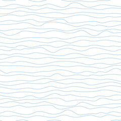 Seamless pattern, wavy lines, sea waves stylization, vector background