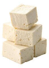 Stack of tofu cubes isolated