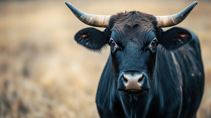 Cattle grazing in a field farm landscape wildlife photography natural environment close-up view horns highlighted