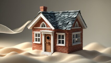 A house sinking into sand, illustrating the concept of housing problems.