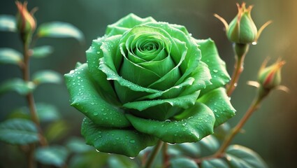 A green rose, whose color represents growth, renewal, and new beginnings. nA green rose, whose beauty serves as a reminder of life's simple pleasures.