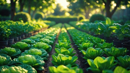 A vibrant green area of organic water spinach plants flourishing in a home garden.