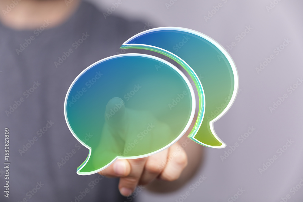 Aufkleber Abstract image of two speech bubbles, representing communication and digital interaction.