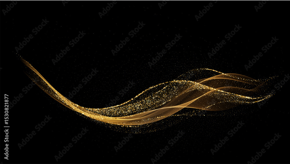 Aufkleber Abstract shiny color gold wave design element. Vector illustration. Merry Christmas and Happy New Year Background. BG for invitation and greeting card