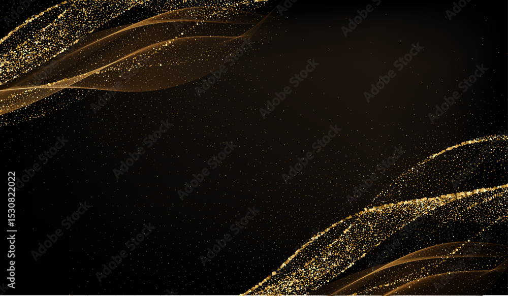 Poster Abstract shiny color gold wave design element. Vector illustration. Merry Christmas and Happy New Year Background. BG for invitation and greeting card
