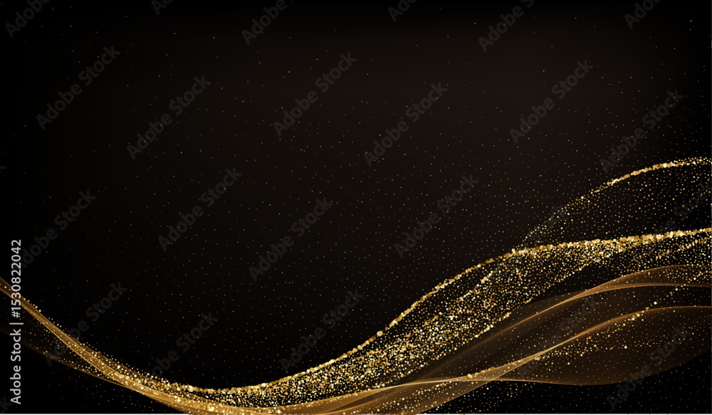 Poster Abstract shiny color gold wave design element. Vector illustration. Merry Christmas and Happy New Year Background. BG for invitation and greeting card