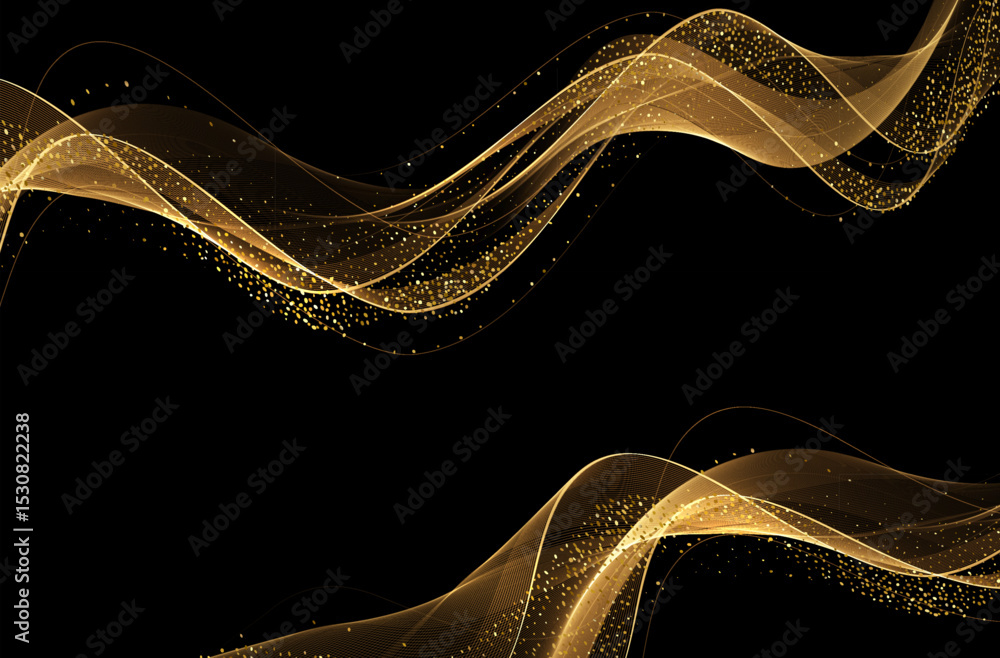 Poster abstract shiny color gold wave design element. vector illustration. merry christmas and happy new ye