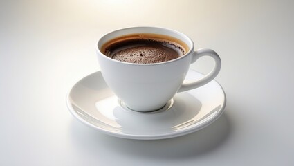Fototapeta premium Black coffee in cup isolated on white background with no distractions.