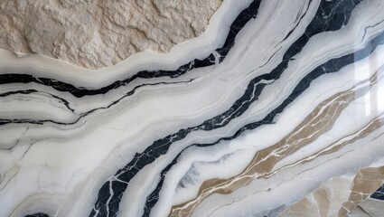 Obraz premium Black and white marble texture showcasing a classic and elegant surface pattern.