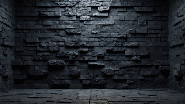 Background of black brick wall