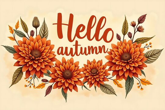 Hello autumn floral design with orange flowers