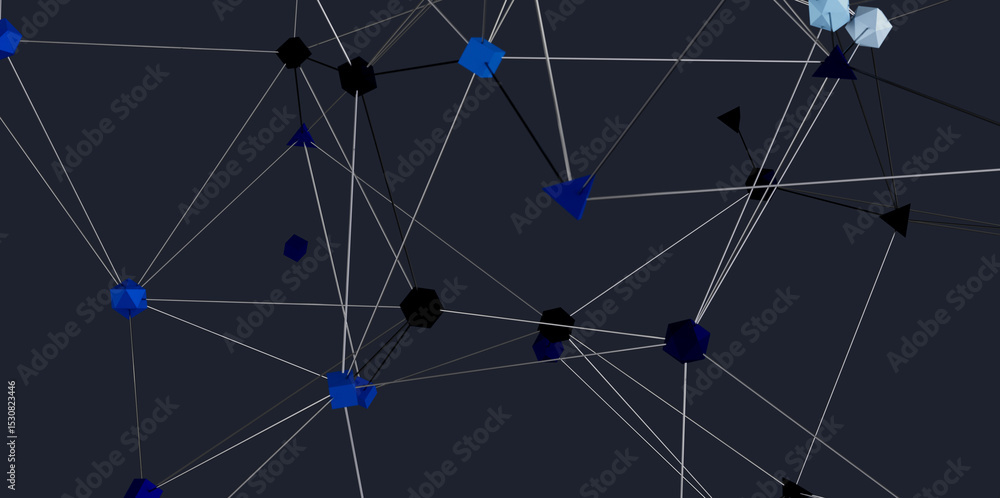 Aufkleber 3D rendered image of a complex network with interconnected nodes. Ideal for technology, connection, and network concepts.