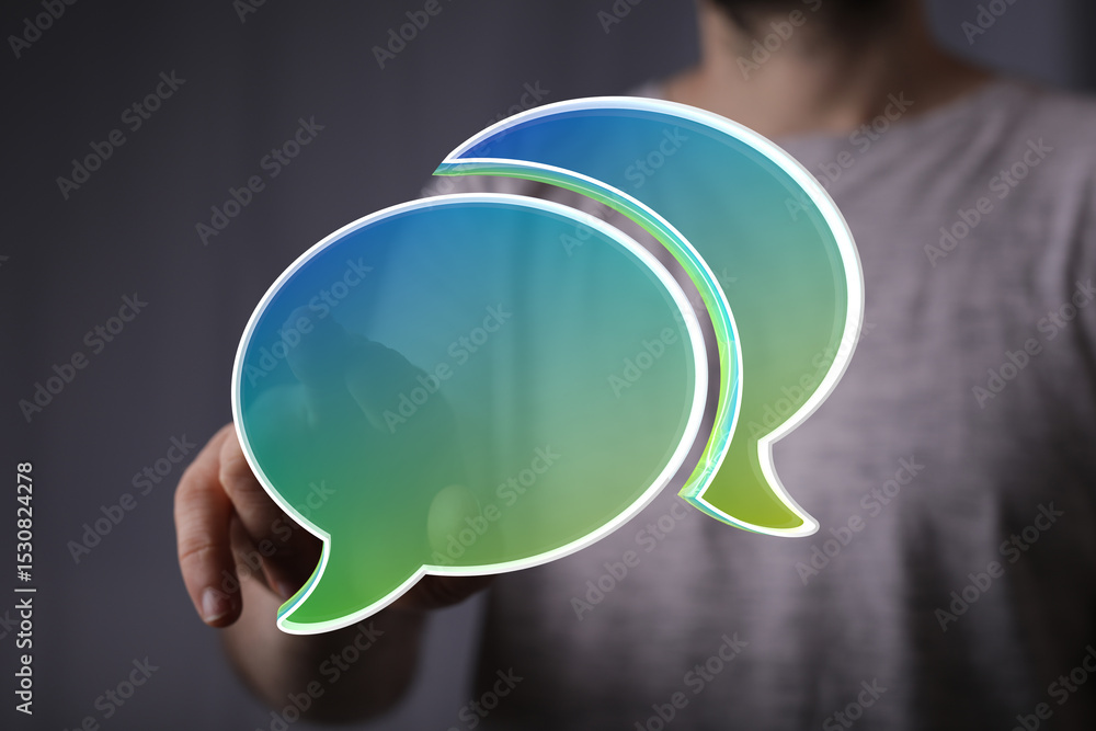 Leinwandbilder Abstract image of two speech bubbles, representing communication and conversation.
