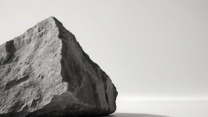 A Fragmented Edge of a Rock Chunk, Revealing a Weathered Top Surface for a Product Display with Natural Indents from the Ancient Stone.