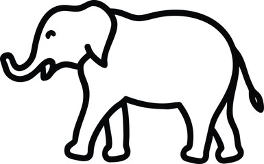 Bold outline showcases a robust elephant standing against a crisp, clean white backdrop