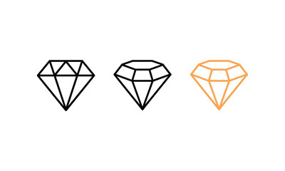 Set of Diamond Icons in Black Orange and Yellow Representing Luxury and Wealth
