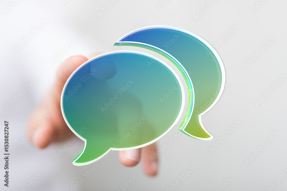 Poster abstract image of speech bubbles symbolizing communication, dialogue, and connection. perfect for we