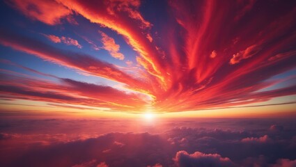 Fototapeta premium Crimson sky whispers tranquil beauty