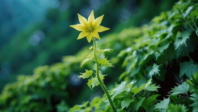 Flowers of creeping cucumber blooming in the mountain.