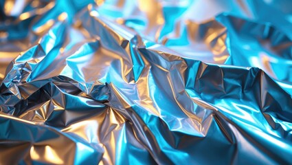 Crinkled aluminium foil surface with textured background.
