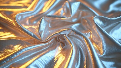 Crinkled shiny metallic fabric texture showcasing a distinctive surface finish.