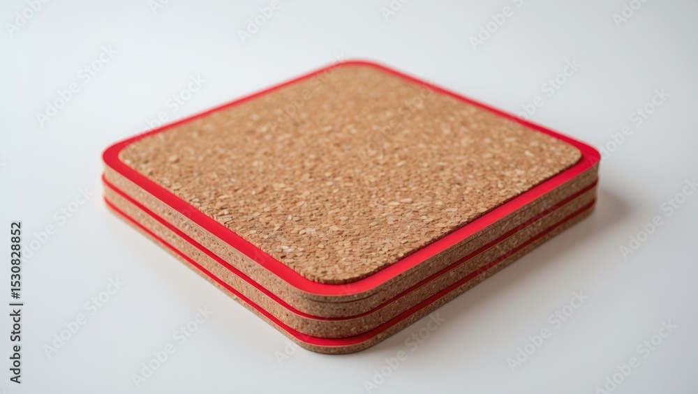 Poster cork mat featuring a red border isolated on a background