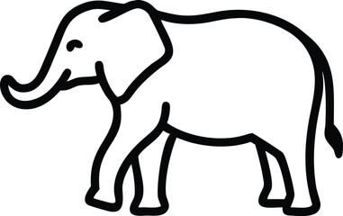 An outlined elephant peacefully strides forward, illustrating its enormous presence with graceful movement