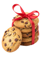 Stacked chocolate chip cookies