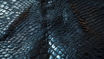 Black snake skin pattern texture background featuring a natural and intricate design.