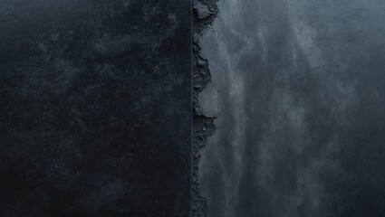 Black stone marble with background, grey cement texture. Top view.