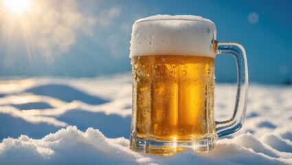 Beer snow depicts a winter scene featuring a cold beverage amidst snowy surroundings.