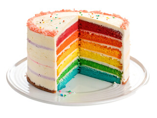 Vibrant layered rainbow cake