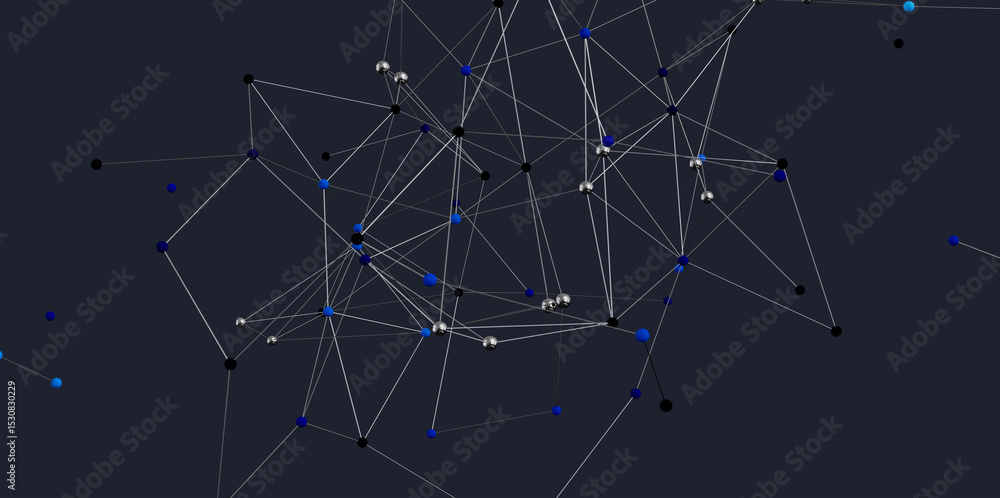 Aufkleber Abstract background with network connection dots and lines.  Modern technology concept.