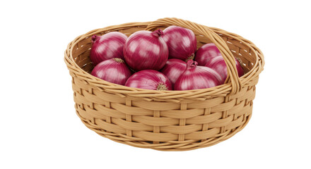 Isolated Basket of Red Onions